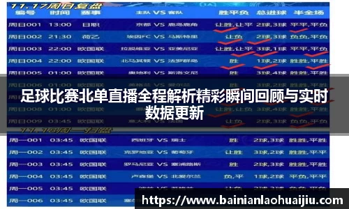 足球比赛北单直播全程解析精彩瞬间回顾与实时数据更新