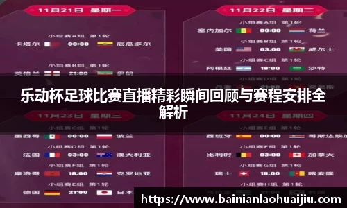 乐动杯足球比赛直播精彩瞬间回顾与赛程安排全解析